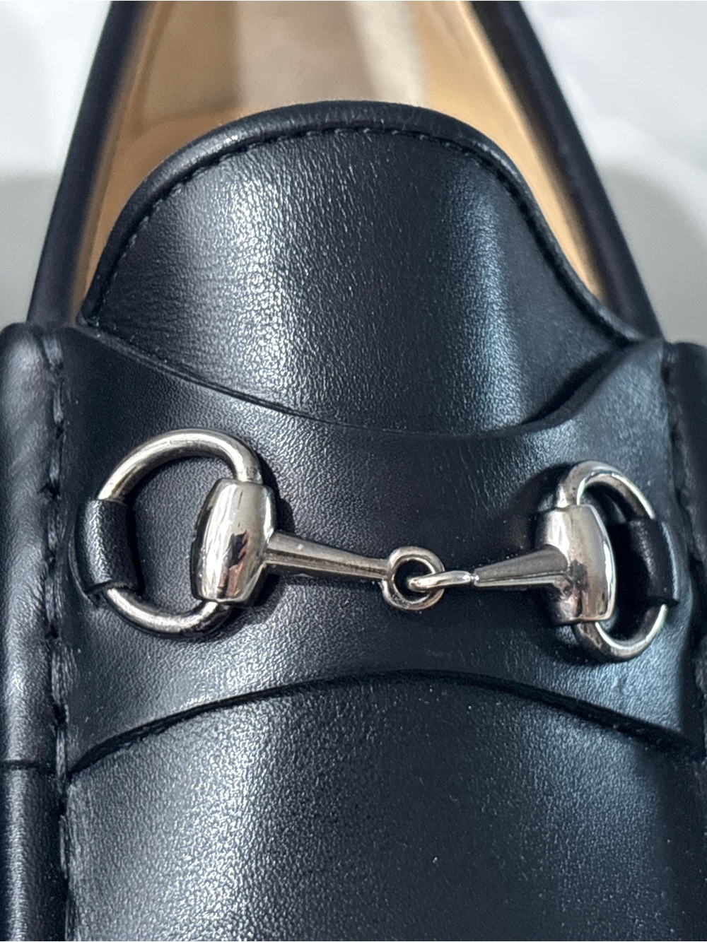 GUCCI 1953 Horsebit Loafer Black Leather Silver Tone Hardware Womens 37 C 7 - Picture 10 of 16